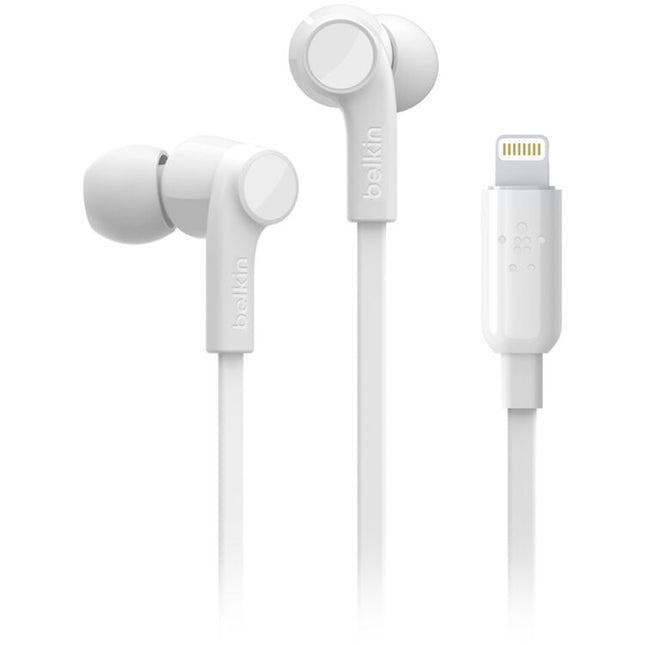 Belkin RockStar Auriculares In-Ear Lightning Blanco Micrófono Cable Antienredos