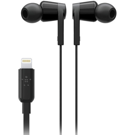 Belkin RockStar Auriculares In-Ear con Conector Lightning Negro Cable Antienredos Microfono
