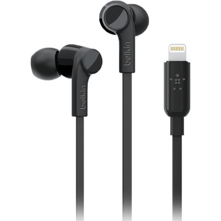 Belkin RockStar Auriculares In-Ear con Conector Lightning Negro Cable Antienredos Microfono