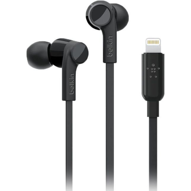 Belkin RockStar Auriculares In-Ear con Conector Lightning Negro Cable Antienredos Microfono
