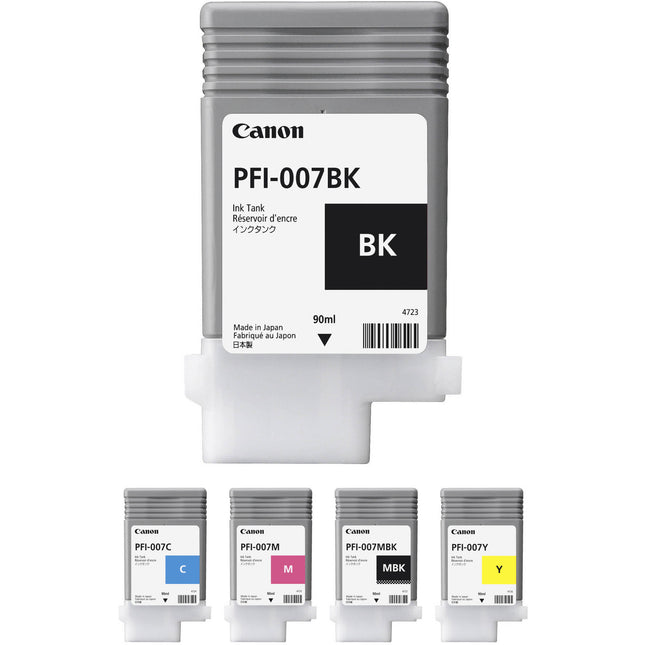 Canon PFI-007 Juego de Tintas 90mL para Impresora Gran Formato imagePROGRAF iPF670E 24"