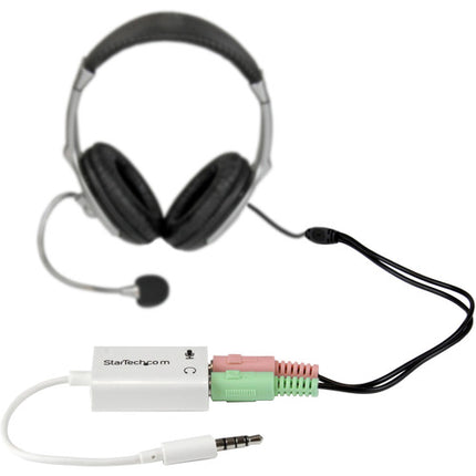 StarTech Adaptador Divisor de Audio para Micrófono y Auriculares 3.5mm Blanco