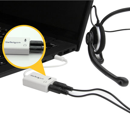 StarTech Adaptador Divisor de Audio para Micrófono y Auriculares 3.5mm Blanco