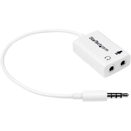 StarTech Adaptador Divisor de Audio para Micrófono y Auriculares 3.5mm Blanco