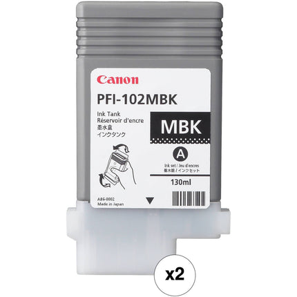 Canon PFI-102MBK Tanque de Tinta Negra Mate 130 ml 2 unidades para impresora