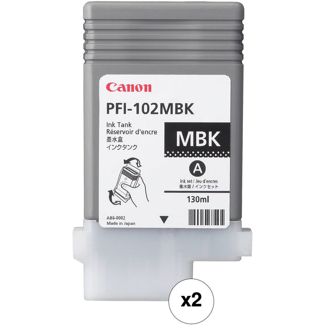 Canon PFI-102MBK Tanque de Tinta Negra Mate 130 ml 2 unidades para impresora