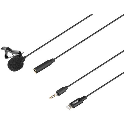 BOYA BY-M2 Micrófono Lavalier Digital Omnidireccional con Cable Lightning desmontable para iOS 19.7 pies y Estuche de Transporte