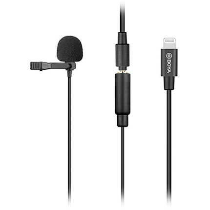 BOYA BY-M2 Micrófono Lavalier Digital Omnidireccional con Cable Lightning desmontable para iOS 19.7 pies y Estuche de Transporte