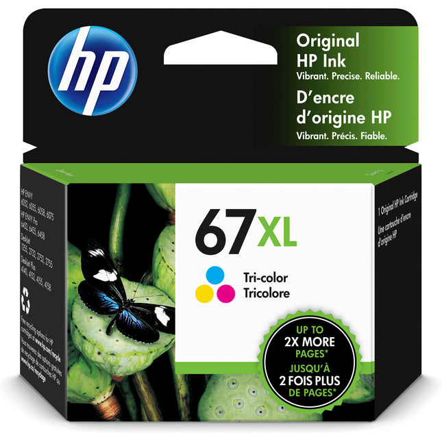 HP 67XL Cartucho de Tinta Tricolor Alto Rendimiento para Impresoras ENVY 6055 y 6455 con 200 Páginas