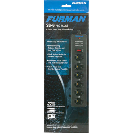 Furman Pro Plug Regleta 6 Tomas Protección Sobretensión 540 Joules 15 Pies