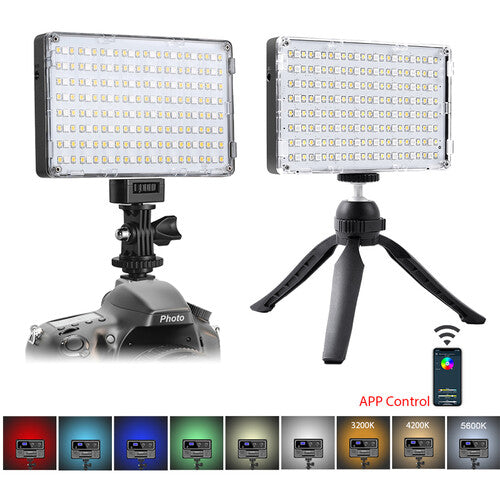 GVM Dual RGB-10S Kit de Luz LED RGB con 128 SMD 2000-5600K y Tripodes