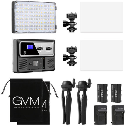 GVM Dual RGB-10S Kit de Luz LED RGB con 128 SMD 2000-5600K y Tripodes