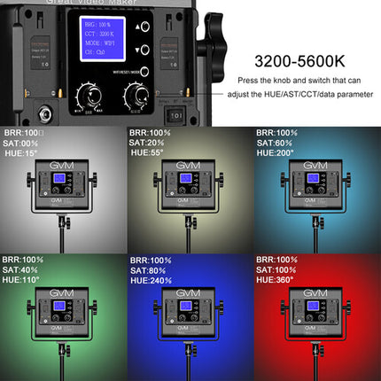 GVM 800D-RGB Panel LED para estudio 10 6x10 3 pul 720 Lux CRI 97