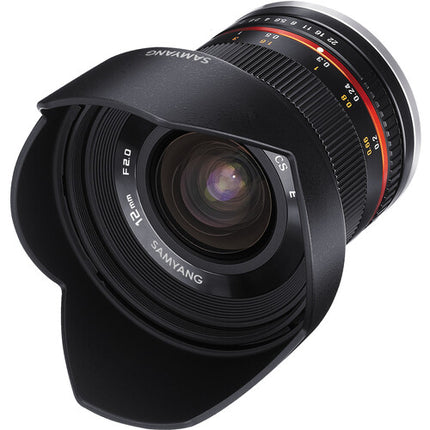 Samyang 12mm f/2.0 NCS CS Lente para Fujifilm Montura X Apertura f/2.0 a f/22 con Parasole y Estuche