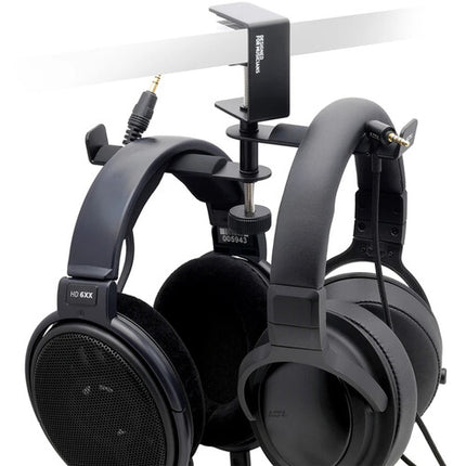 ADV. Soporte Doble para Auriculares con Suspensión y Rotación 360º Negro