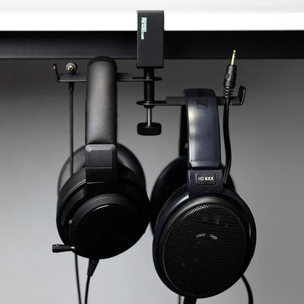 ADV. Soporte Doble para Auriculares con Suspensión y Rotación 360º Negro