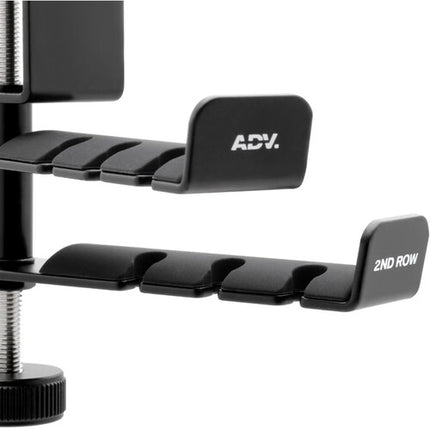 ADV. Soporte Doble para Auriculares con Suspensión y Rotación 360º Negro