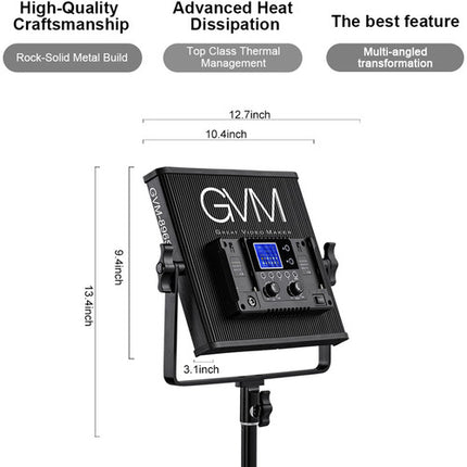 GVM 896S Kit de Iluminación LED Bicolor 3 Paneles 2300-6800K 25° ángulo