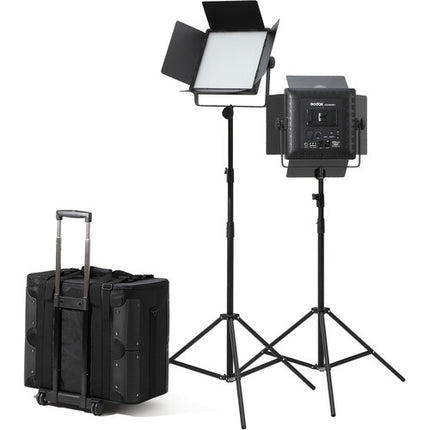 Godox LED1000Bi II Kit de Iluminación LED Bicolor 3300-5600K 2 Luces con Soportes