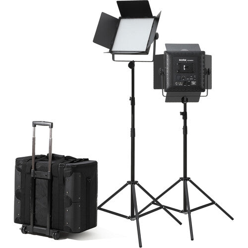 Godox LED1000Bi II Kit de Iluminación LED Bicolor 3300-5600K 2 Luces con Soportes