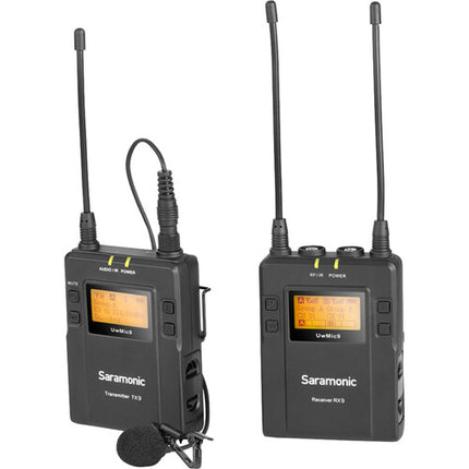 Saramonic UwMic9 Sistema Micrófono Lavalier Inalámbrico Omni 2 Canales 96 Frecuencias 330 Pies Alcance