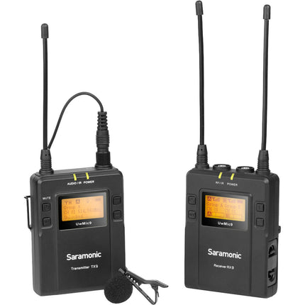 Saramonic UwMic9 Sistema Micrófono Lavalier Inalámbrico Omni 2 Canales 96 Frecuencias 330 Pies Alcance