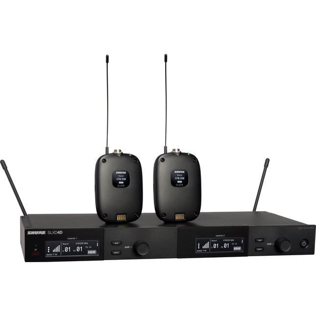 Shure SLXD14D Sistema Inalámbrico de Cintura Digital Doble Canal 330' Alcance 1760 Frecuencias