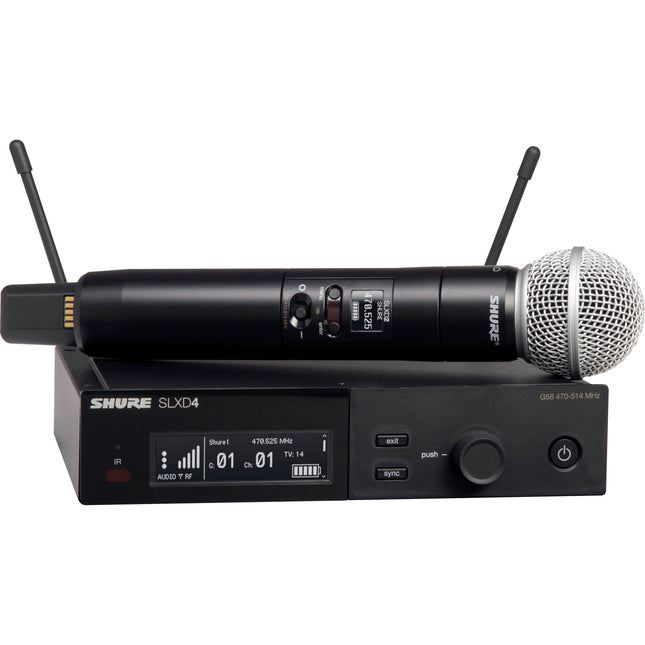 Shure SLXD24/SM58 Sistema de micrófono inalámbrico mano cápsula SM58 330' alcance 1760 frecuencias