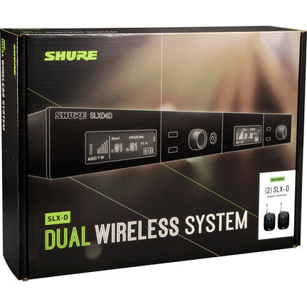 Shure SLXD14D Sistema Inalámbrico de Cintura Digital Doble Canal 330' Alcance 1760 Frecuencias