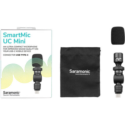 Saramonic SmartMic UC Mini Micrófono Condensador Omni USB Type-C con Paraviento y Funda