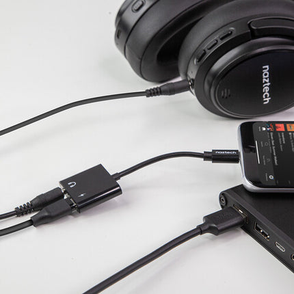 Naztech Adaptador USB Tipo C Audio y Carga con Cable de 5 pulgadas