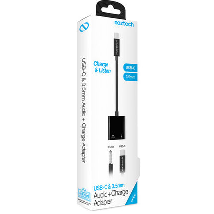 Naztech Adaptador USB Tipo C Audio y Carga con Cable de 5 pulgadas