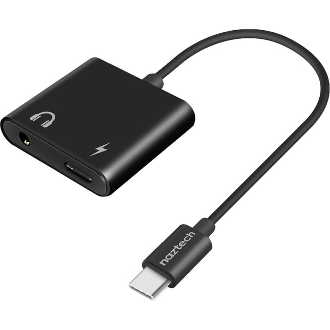 Naztech Adaptador USB Tipo C Audio y Carga con Cable de 5 pulgadas