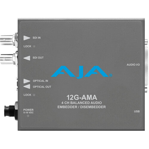 AJA 12G-AMA Incrustador Extractor de Audio Balanceado SDI 12G con Fibra 4 Canales XLR DCI 4K60