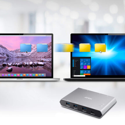 ATEN US3342 Switch USB 3.2 Gen 2 con 4 Puertos y Power Pass-Through 2 Cables Type-C 3.3'