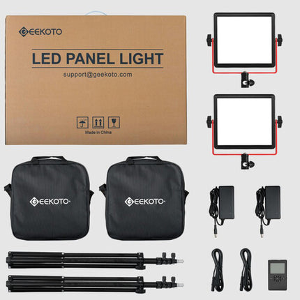Geekoto PL-20A Kit de 2 Paneles LED Bi-Color 320 LEDs Control Remoto