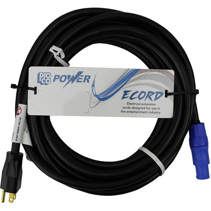 Pro Co Sound eCord Cable Neutrik powerCON NAC3FCA a NEMA 5-15P 15' 105°C