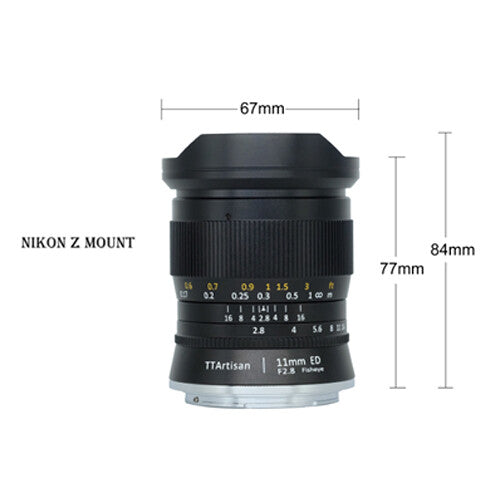 TTArtisan 11mm f2.8 Lente Fisheye para Nikon Z Montura Z Formato FX