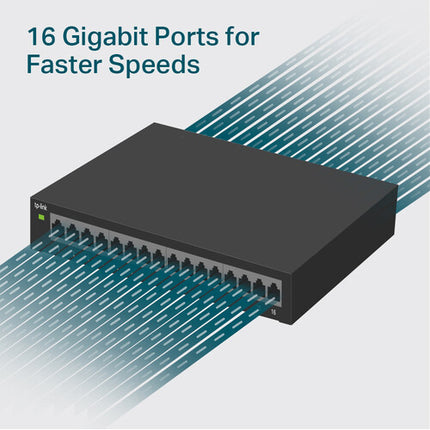 TP-Link TL-SG116E Switch Gigabit 16 Puertos Capacidad 32 Gb/s Metal