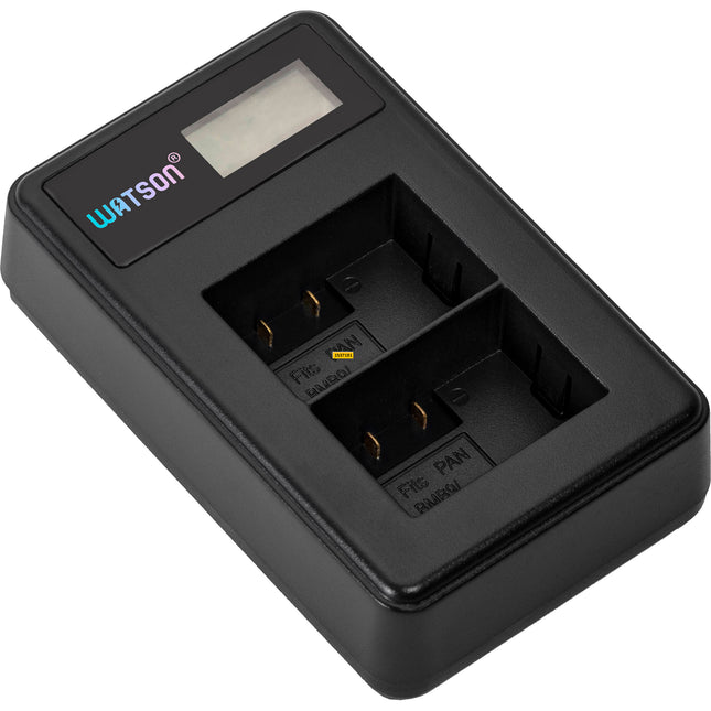 Watson Mini Duo Cargador para Baterías Panasonic BMB9 con Pantalla LCD y Adaptador USB
