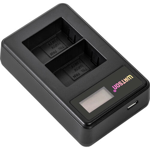 Watson Mini Duo Cargador para Baterías Panasonic BMB9 con Pantalla LCD y Adaptador USB