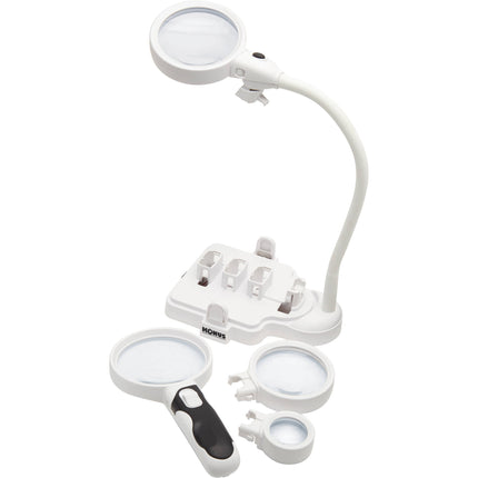 Konus Flexo-M lupa con lentes 2x 5x 16x base flexible luces LED USB