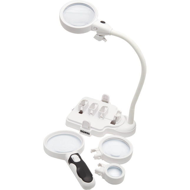 Konus Flexo-M lupa con lentes 2x 5x 16x base flexible luces LED USB