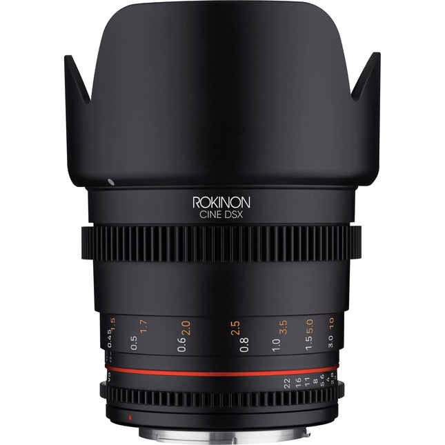 Rokinon 50mm T1.5 DSX Lente de Cine Full-Frame con Montura EF y Parasol Petaloide