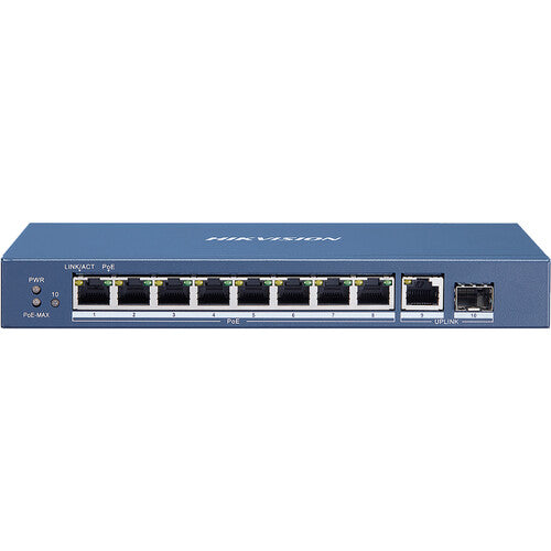 Hikvision DS-3E0510P-E Switch de Red PoE de 8 Puertos Gigabit 20 Gb/s 6kV Protección
