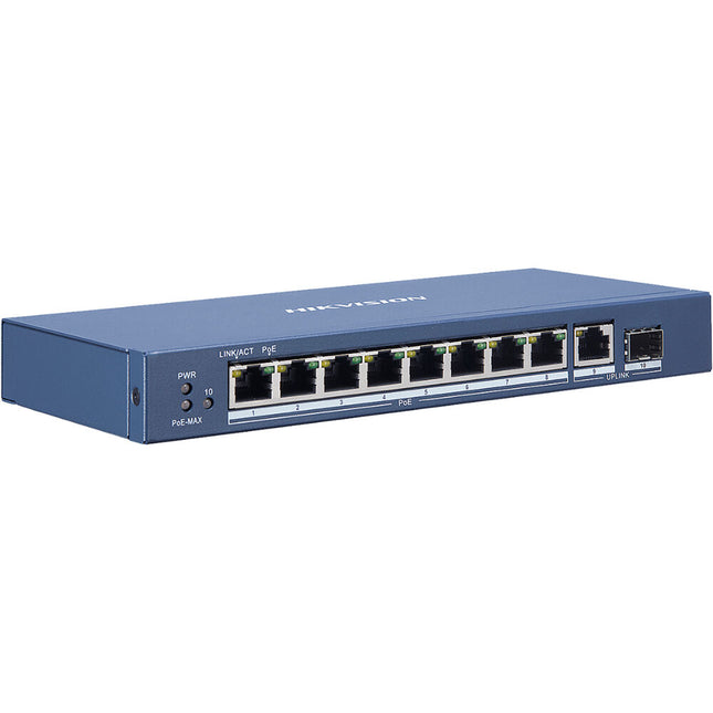 Hikvision DS-3E0510P-E Switch de Red PoE de 8 Puertos Gigabit 20 Gb/s 6kV Protección