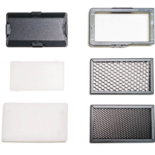 BOLING SIX-IN-ONE Kit de Accesorios para Luz LED RGB con Difusor Softbox y Rejillas 30° 60°