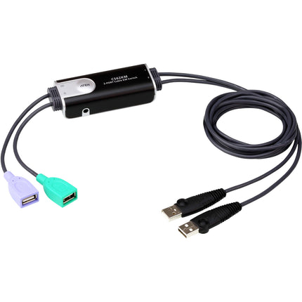 ATEN 2-Port USB Cable KM Switch Control 2 PCs Incluye Selector Remoto