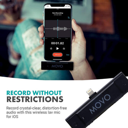 Movo Photo EDGE-DI Micrófono Lavalier Inalámbrico Omni 2 Canal iPhone Lightning