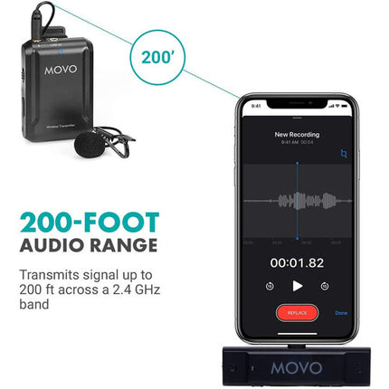 Movo Photo EDGE-DI Micrófono Lavalier Inalámbrico Omni 2 Canal iPhone Lightning